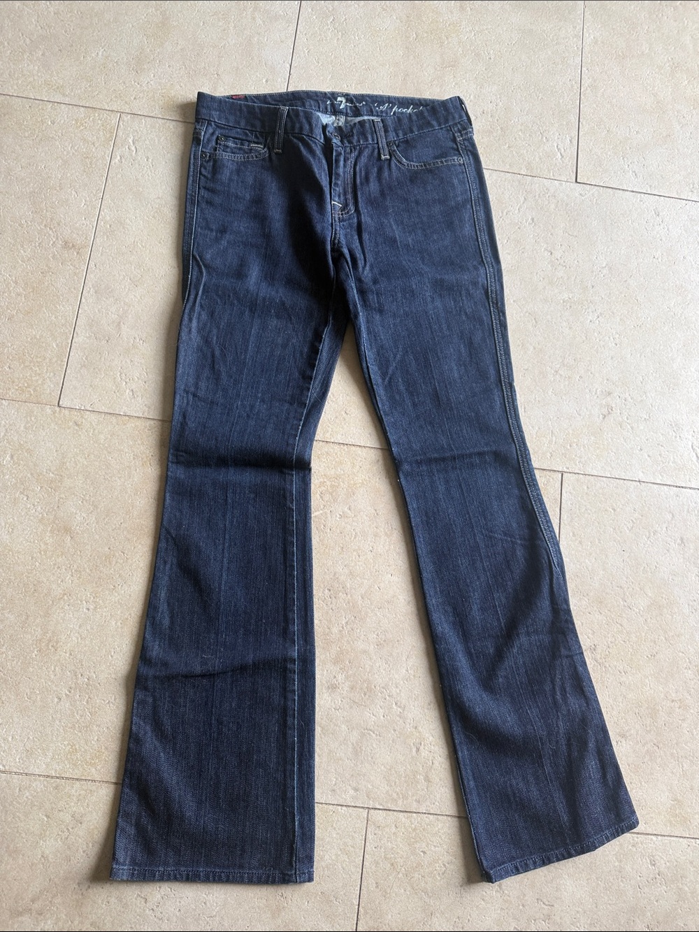 Dark Blue Jeans 7 For All Mankind "A" Pocket Jeans Rhinestone Size 29 NWOT